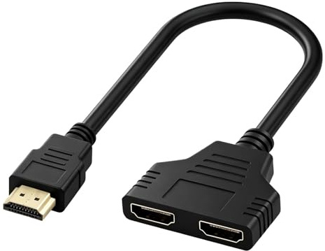 HDMI-splitter, 1 ingång, 2 4K-utgångar, HDMI-splitter, 2 utgångar, hane till 2 honor, 1 till 2-vägs HDMI-adapterkabel, HDMI-adapter för TV, stöder 1080p, synkroniserat ljud och video