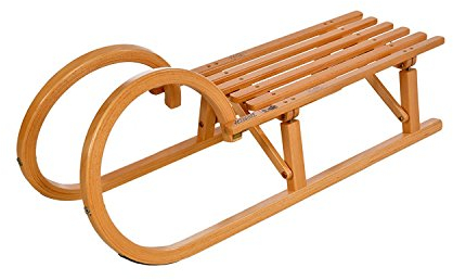 COLINT VT-Sport Holzschlitten 100 cm Hörnerrodel Rodel Faltbarer Klappbarer Kinderschlitten Premium Holz-Schlitten aus Buchenholz Klappschlitten