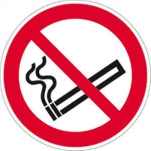 Schild Rauchen verboten 60cm Ø Alu gemäß ISO 7010, P002