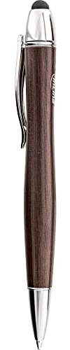 InLine 55464 woodpen, Stylus-Stift für Touchscreens + Kugelschreiber, Walnuss/Metall, Schwarz