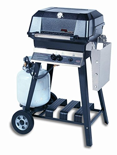Mhp Jnr4dd Freestanding Propane Gas Grill With Stainless Steel Shelves And Searmagic Grids On Aluminum Cart