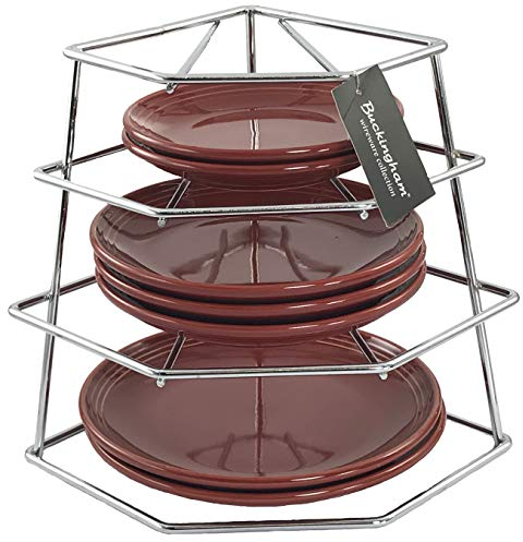 Buckingham 4 Tier Corner Plate Rack Chrome Finish Kitchen Cupboard Storage Organiser Premium Quality Dish Rack Space Saver Shelf Organiser 23 cm