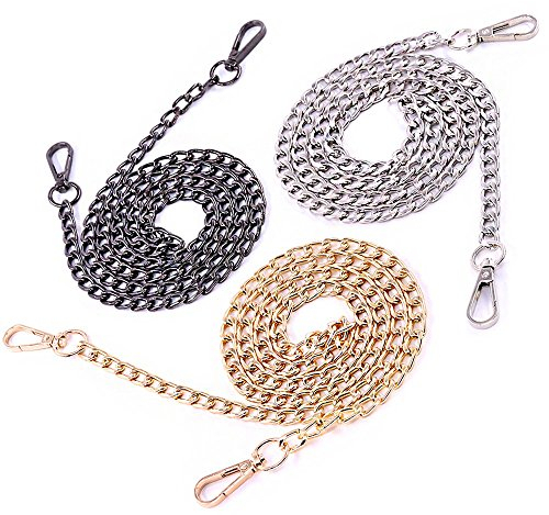 Swpeet Taschenkette mit Schnallen,Tasche Kette, Metall Schultergurt Kette für Taschen,Handtasche Damen Umhängetasche,Schulterriemen, Crossbody Geldbörse (Gold,Sliber,Schwarz)