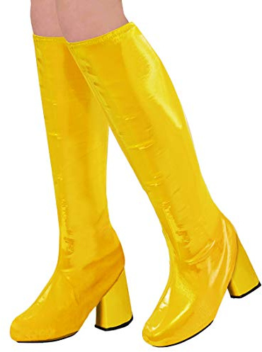 Amakando Disco Gamaschen Überziehschuhe/Gelb/Stulpen Fake-Lackstiefel/Glanzpunkt zu Fastnacht & Karneval