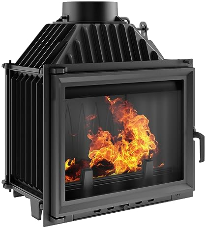KRATKI Maja Camino a legna in ghisa con presa d'aria 8 kW Ø 200 - stufa a legna conforme BImSchV 2, Efficienza termica 80% - Inserto per camino riscalda a 100 m², apertura a sinistra - 70.1x60x36 cm
