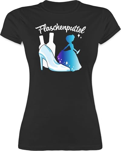 Shirt Damen - JGA Junggesellenabschied Frauen - Flaschenputtel I Flaschen Puttel Mädelsabend I Saufprinzessin I Malle Party Trinken I Saufen - S - Schwarz - Sauf Shirts