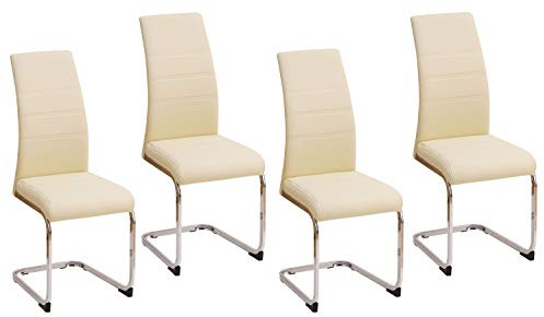 HTI-Line Schwingstuhl SallyC PU 4er Freischwinger Esszimmerstuhl Kunstleder Beige