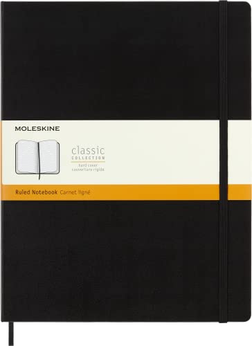 Moleskine Classic Notebook, Taccuino a Righe, Copertina Rigida e Chiusura Elastica, Formato XXL 21.6 x 27.9 cm, Colore Nero