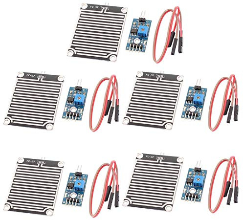 Hailege 5pcs LM393 Regentropfen Sensor Wetter Feuchtigkeitsmonitor Sensor Feuchtigkeitsempfindlichkeitsmodul Vernickelte Platte 3,3-5V