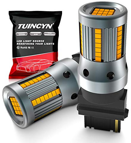 TUINCYN 3156 T25 P27W Bombilla LED CANBUS Luz intermitente amarilla ámbar con resistencia de carga incorporada 3156NA 3056 4056 4156 Anti Hyper Flash Código de error intermitente (paquete de 2)