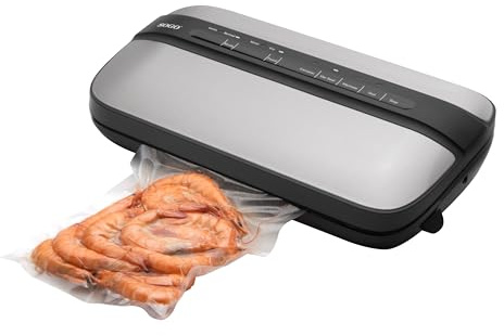 SOGO Envasadora al Vacio y Selladora de Alimentos Secos y Húmedos, 120W, Sistema Automático de Aspirado y Sellado, Incluye Rollo de Bolsas de Envasado, Sellado de Calidad hasta Anchura de 30 cm