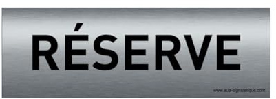 AUA SIGNALETIQUE - Plaque de porte Aluminium brossé imprimé AluSign Texte - 150x50 mm - Double Face adhésif au dos (Réserve)