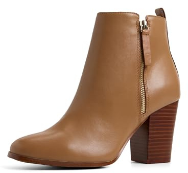 ALDO womens Noemieflex Block Heel Ankle Boot, Cognac, 8.5 US
