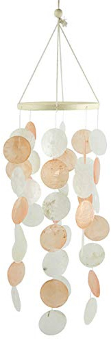 SWECOMZE Feng Shui Mobile Muschel buntes Windspiel Perlmutt Fensterschmuck, für Fenster, Wand, Zimmer, Terrasse und Balkon (Orange)