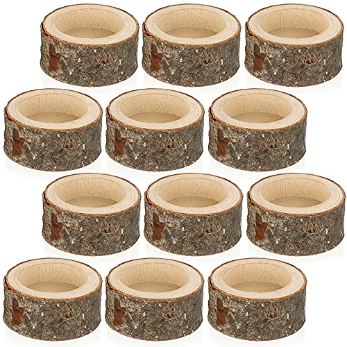 SUMTree 12 pcs bougeoir en Bois Chandelier Votive Support de Bougie décoration pour Maison,Table,Mariage (Hauteur 2,5CM)
