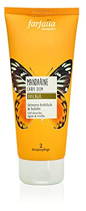 farfalla Duschgel Mandarine | stimmt fröhlich | 200 ml | Feuchtigkeitsspendendes Duscherlebnis | schont die Hautflora | 100% zertifizierte Naturkosmetik