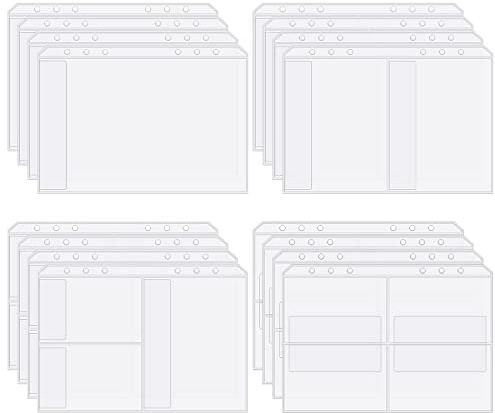16 Stück 6 Löcher Binder Taschen A5 Größe Ordner Taschen, Kunststoff Durchscheinende Lose Blatt Tasche, Wasserdicht A5 Dokumententasche für Datei Rechnung Karte Foto