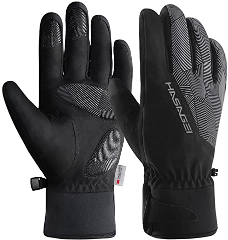 HASAGEI Winterhandschuhe, Touchscreen Handschuhe Herren, Warme Winddicht Fahrradhandschuhe Damen Winter, Wasserdicht Skihandschuhe mit Atmungsaktiv Geeignet für Skifahren, Motorrad, Radfahren