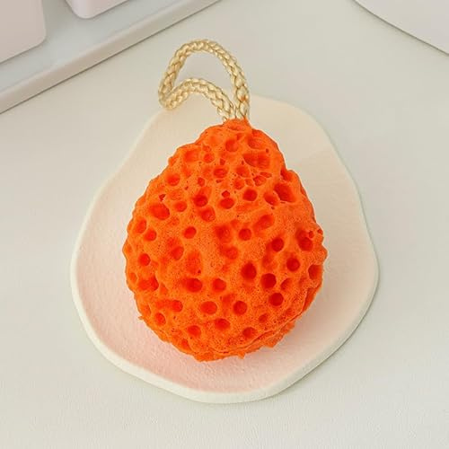 Spugna per doccia, spugna in schiuma di luffa, palla da bagno per la pulizia dell'esfoliante della doccia per il corpo morbido(arancia)