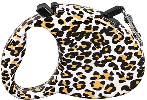 Fexible, automatisch Hundeleine-Laufleine bis 20kg (Leopard 5 Meter)