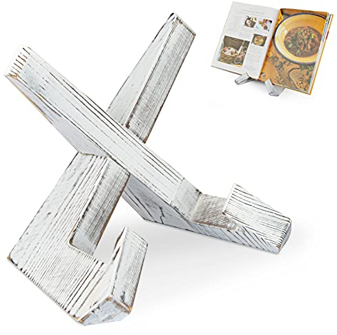 PUERSI Kochbuchhalter, Buchständer aus Holz, Buchhalter, Rezepthalter für Küche, Buchaufsteller, Buch halterung, Vintage, Rustikal