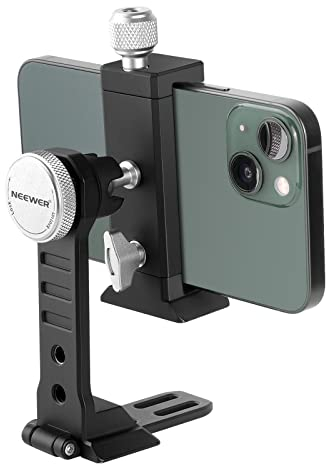 NEEWER Smartphone Tripod Mount Aluminum Alloy, 360° Rotatable Phone Stand Holder Clamp with Cold Shoe & Arca Type Base Compatible with iPhone 15 Pro Max Galaxy S24 Ultra Pixel & 2.6-4 Wide Phones
