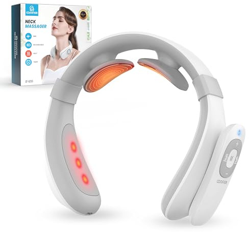 COMFIER Portable Heated Neck Massager, EMS Intelligent Electric Neck Massager with Heat and 3D Electrode Pads for Women Men