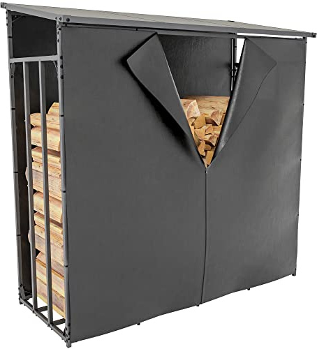 CLP Bâche De Protection pour Range Bûches Ruston I Housse pour Abri De Bois De Chauffage en Tissu Hysdrofuge Et Fermeture Eclair, Taille:XL