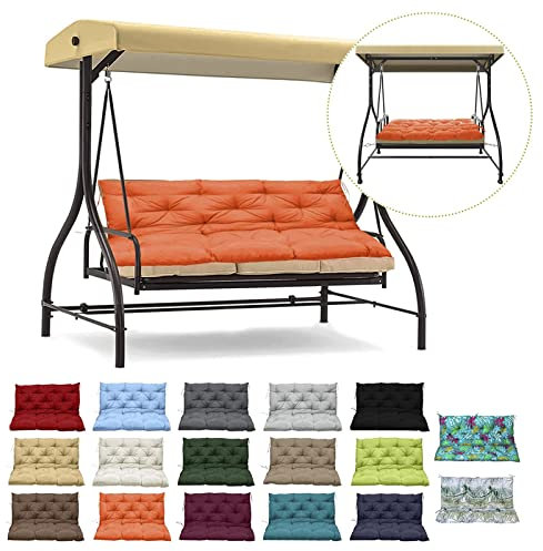 PJDDP Bankauflage Bankkissen mit Rücken, Bequeme Sitzkissen für Hollywoodschaukel, Wasserdicht Gartenbank Auflage für Schaukel, Terrasse, Esstisch,Bank,Drinnen,Orange,120x100CM/47x40IN