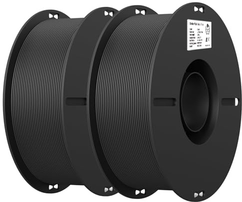 Lot de 2 filaments de 1,75 mm pour impression 3D, filament PLA économique Ender pour imprimantes 3D, sans nœuds, forte adhérence et performance de surplomb, précision dimensionnelle +/-0,02 mm, noir