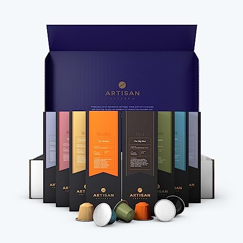 Artisan Coffee Co. The Pod Ultimate Pack, Nespresso Compatible Coffee Pods Gift Selection, Assortment of Characteristic Blends and Roasts, 100% Arabica Beans, Includes 8 x 10 Pods