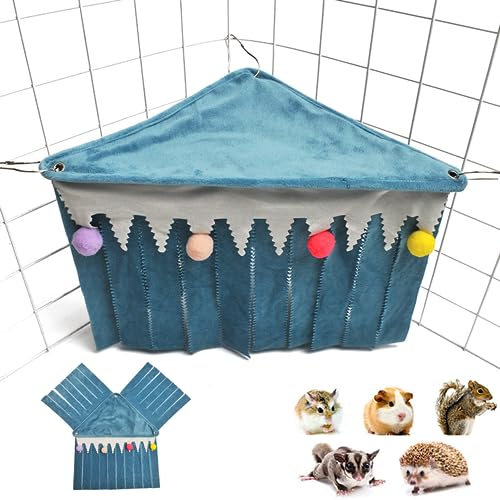 Guinea Pig Hideaway Hammock Small Animal Tent Hideaway for Small Animals Hamster Tent Hammock Cages Decoration Accessories for Guinea Pigs Chinchilla Hedgehog Rat Squirrel Ferret Rabbit(Blue)