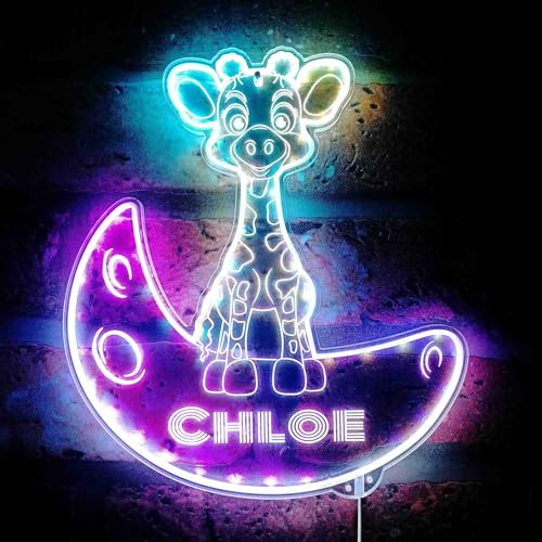 ADVPRO Name Personalized Giraffe RGB Dynamic Glam LED Sign - Cut-to-Edge Shape - Smart 3D Decoration - Multicolor Signage - st06s44-fnd-p0007-tm