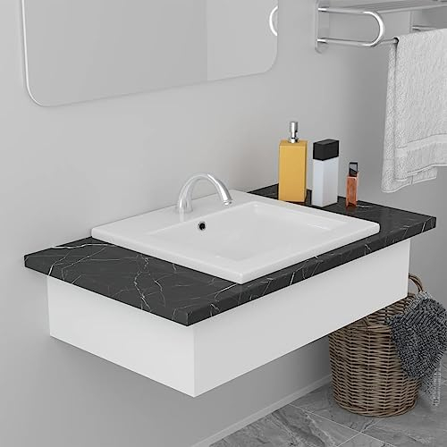 INLIFE Lavabo empotrable, 42 x 39 x 18 cm, cerámica blanca, 9,1 kg, 145060