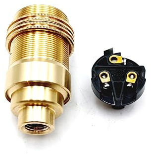 E14 Lamp holder + Shade Rings Solid Brass Choice of Colour M10 Base Thread (Brass)