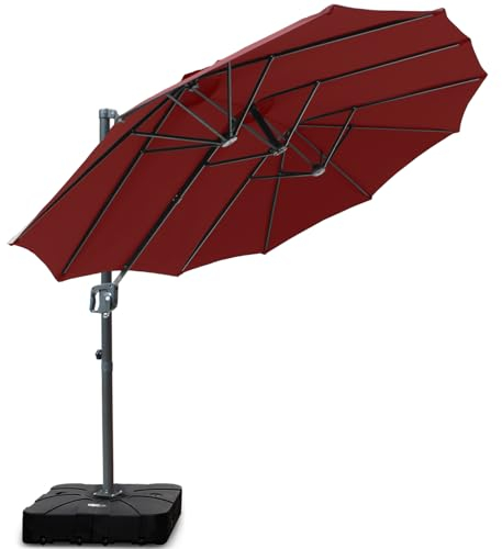 RANSENERS Premium Ampelschirm Ø 300cm mit Schirmständer, Sonnenchirm 360°Rotation mit UV50+ Stoff Schützen Sie sich vor Sonnenstrahlen im Garten