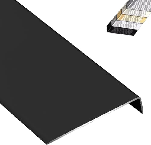 ZIMGOD übergangsprofil 2in Extra Breite Schwellenwertkantenverkleidung L-förmig, Wear-resistente Stiefschutzleiste für Veranda/Türrahmen, Schnittscheideschützer -Schutzabdeckung(Color:Black)