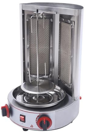 Taygate Griglia da Broiler elettrica Griglia a Gas Verticale, Macchina for griglia Shawarma a Gas, griglia a Gas Verticale girarrosto con Corpo in Acciaio Inossidabile a 2 fuochi