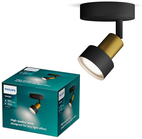Philips Conduit LED 1er Spotleuchte, GU10 Lampe nicht enthalten, Messing, IP20, Schwarz/Gold