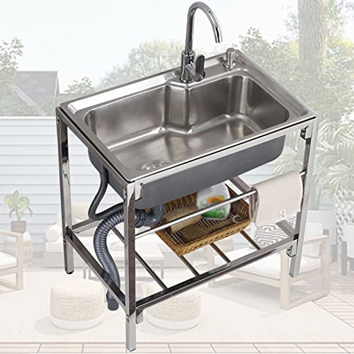 28x18.5in Utility Sink Single Bowl Outdoor Sink Handwaschbecken mit Hot Cold Faucet Indoor Commercial Sink Waschbecken mit Stand