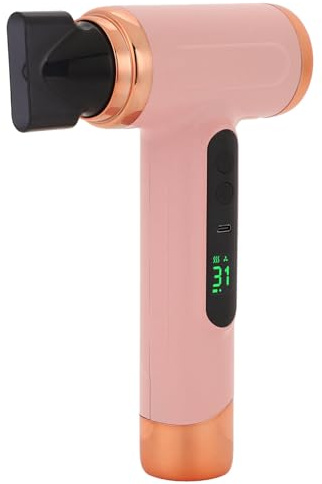 Sladdlös Hårfön, USB-uppladdningsbar Fön med 360 Graders Roterande Munstycke, Skärm, temperatur- och Vindhastighetsjustering, 200W Kall Varm Vind, 15000mAh (Rosa)