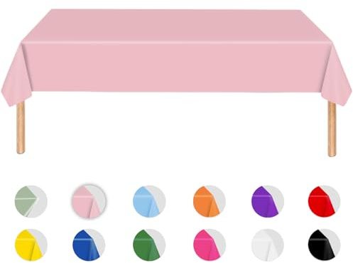 MORAINJAY Rose Tovaglia per Feste,Antimacchia Impermeabile in Plastica,137x274cm Tinta Unita Rose Rettangolare Tovaglia per Compleanno,Giardino,Ristorante e Matrimonio Decor