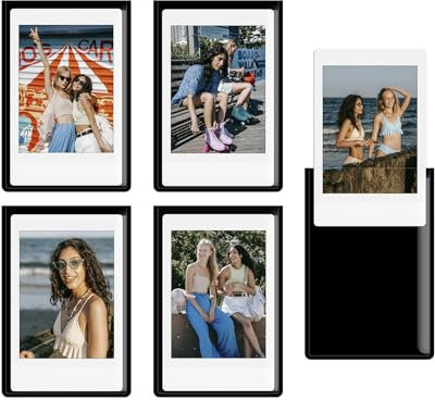 HIYQIN 5 Pack Magnetic Photo Frames for Instax Mini Film, 2x3 Picture Frames Refrigerator Magnet Frames Fits for Fujifilm Instax Mini LiPlay 12 11 9 8 99 70 50 40 SE EVO - Black