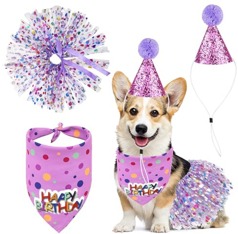 Hunde Geburtstag Hut Bandana Set, Hundebekleidung Zubehör Hund Geburtstag Bandana Hunderock Hundegeburtstagsgeschenk Hund Geburtstagn Deko
