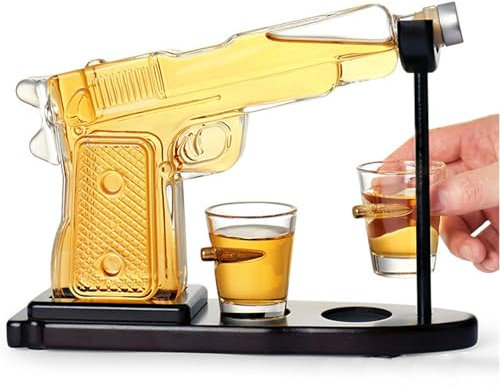 Caraffa, Set Regalo Decanter Per Whisky Con Due Bicchierini da 50 ml Dispenser Per Whisky Regali di Whisky Per Gli Amanti Del Whisky, Padre, Marito, Fidanzato