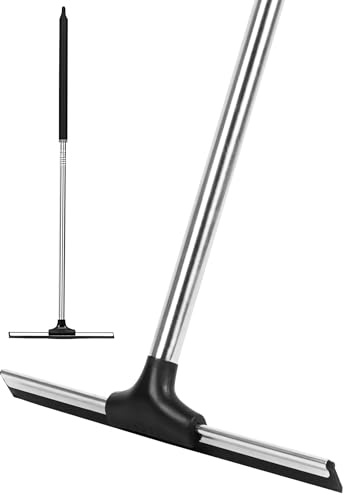 YOUNITA Floor Squeegee Scrubber 59 Long Stainless Steel Handle with 10 Wide Silicon Rubber Blade for Floor Washing and Drying Shower Glass, Garage, Windows, Marble, Wood Surfaces