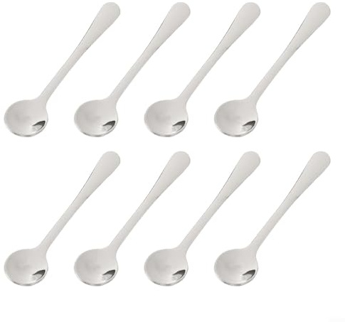 HomeVortex Demitasse Espresso-Löffel, Edelstahl-Löffel, Besteck für Kaffee, Tee, Dessert, Vorspeisen, Eis, kleiner Löffel für Zuhause (Silber), 8 Stück