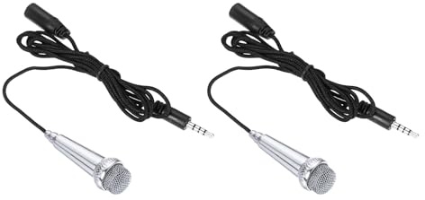 sourcing map 2Pcs Mini Microphone Tiny Microphone Portable Microphone Mini Mic for Singing Voice Recording Video for Phone Computer Notebook Silver Gray