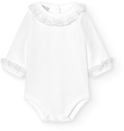 BABIDU Body Bebé Manga Larga 100% Algodón Cuello Batista con Puntilla, Body Bebé Recién Nacido Tejido Suave Hipoalergénico y Transpirable, Ropa Bebé Niño y Niña Unisex, Primera Puesta, Para Uso Diario