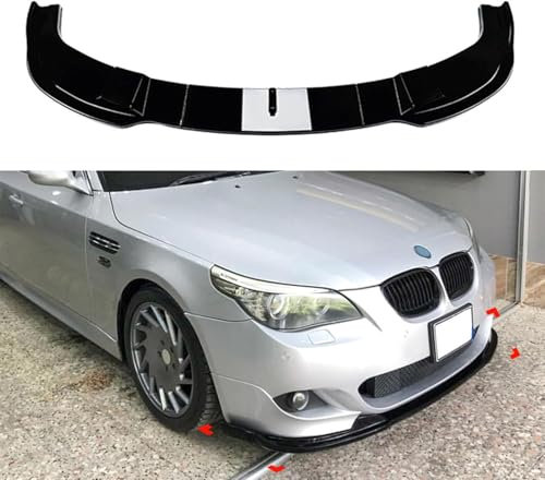 WNFVYP Auto Frontlippe Frontspoiler für BMW 5 Series E60 E61 M Sport 2005-2010,Frontstoßstange AntiKollision Abriebfest Spoiler Diffusor,Kinn Splitter Flügel Exterieur Zubehör,A/Gloss Black